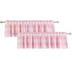 Natus Weaver 2 Pack Buffalo Check Valances Pink & White